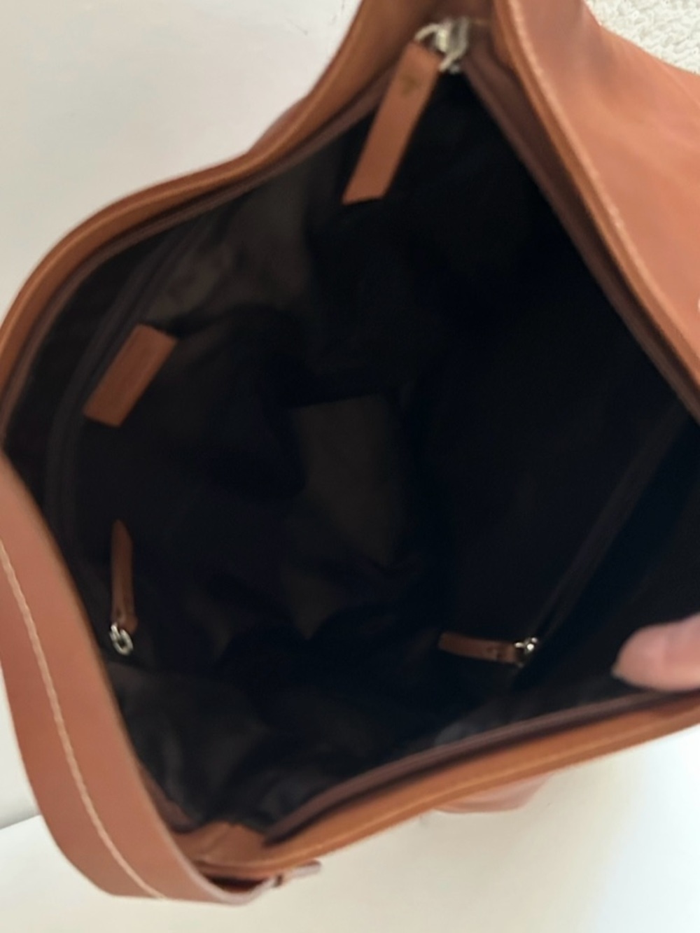 Ann Taylor Cognac Brown Leather Hobo Shoulder Bag Soft Slouch Everyday Purse - Picture 9 of 13